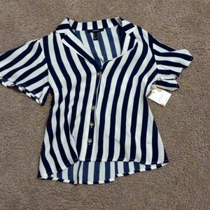 Blue and white blouse